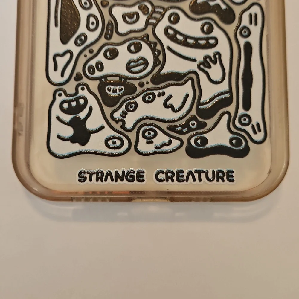 iPhone 13/14 Case Clear Strange Creature Doodle Print Abstract Cartoon Faces